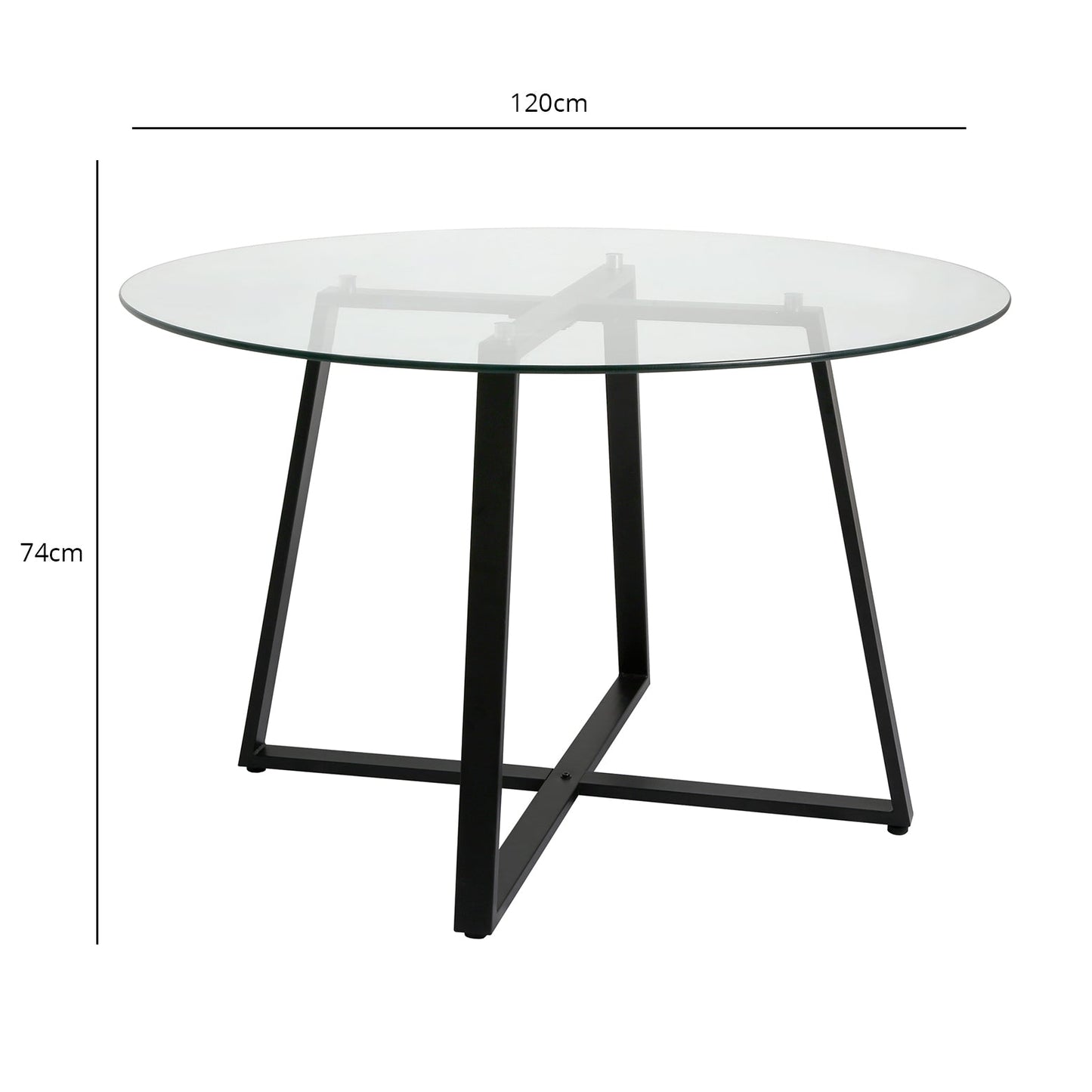 Clara Glass Round Dining Table - Black Frame