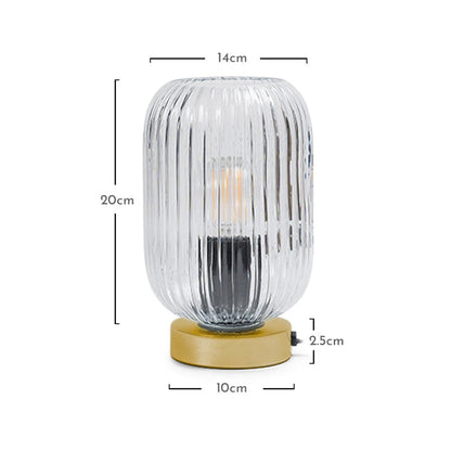 Clear Fluted Glass Table Lamp with Gold Base - Laura James