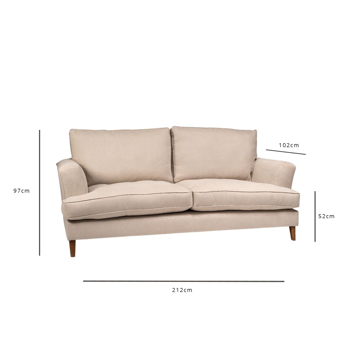 Frankie large sofa - 4 seater - Natural Clay