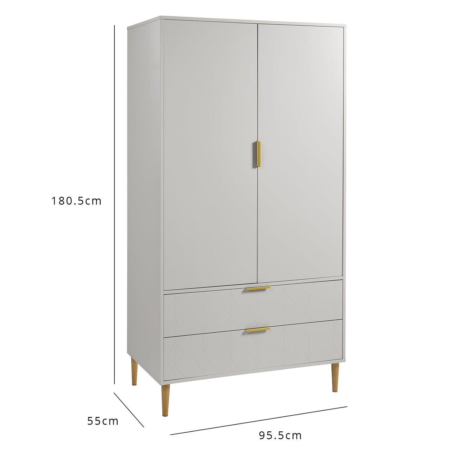 Gloria wardrobe and drawers set -3 drawer chest of drawers - grey - Laura James