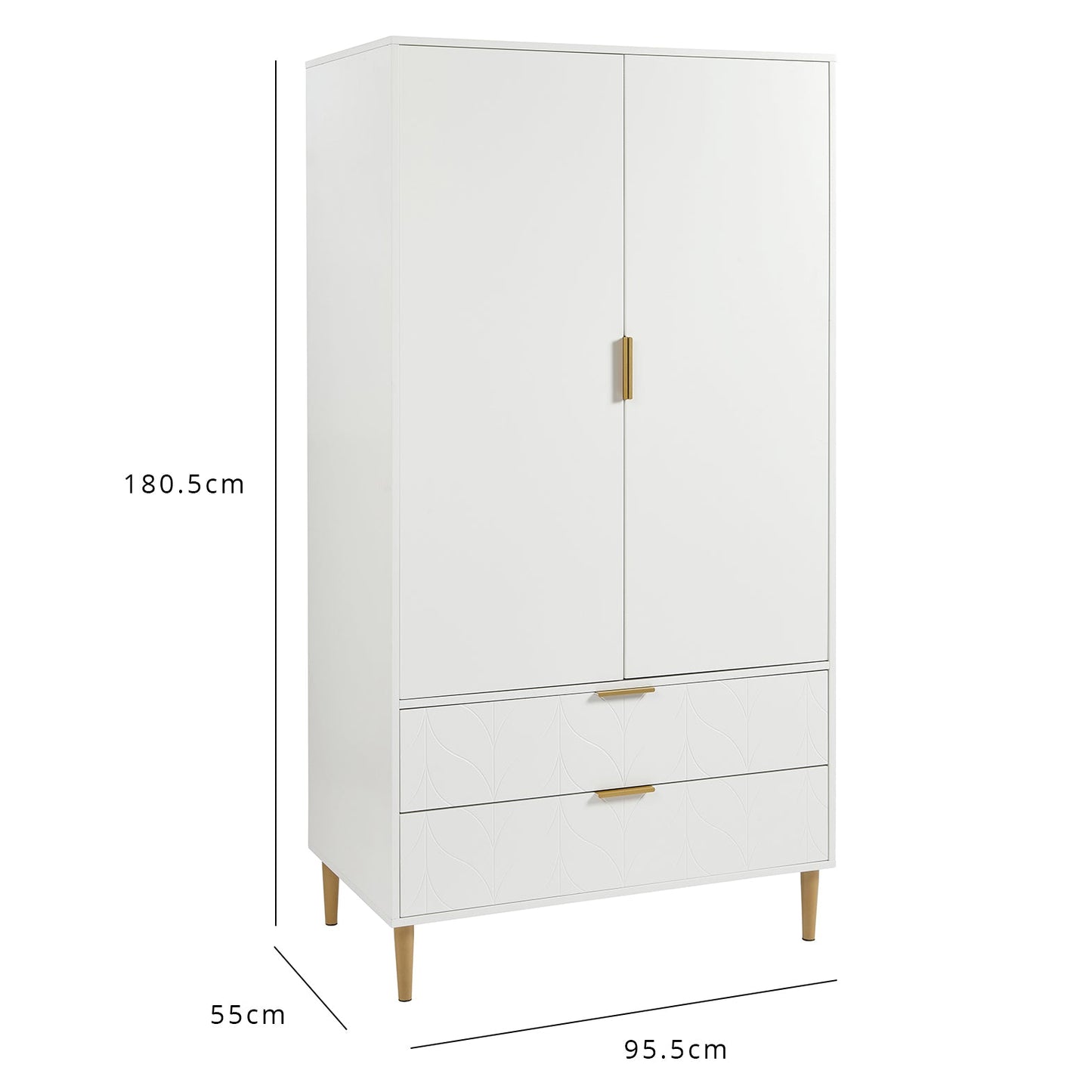 Gloria wardrobe and drawers set - 4 over 4 chest of drawers - white - Laura James