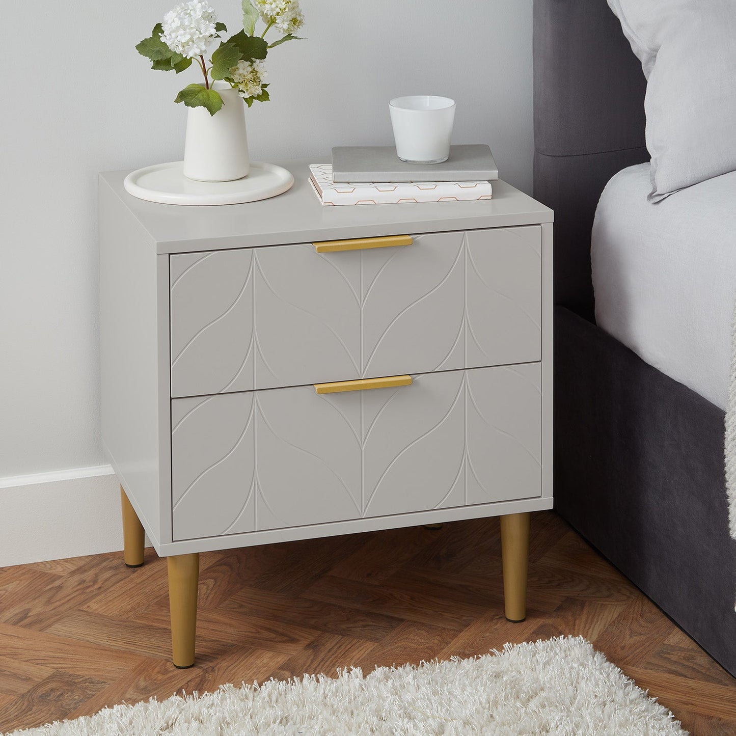 Gloria wardrobe and drawers set -3 drawer chest of drawers - grey - Laura James