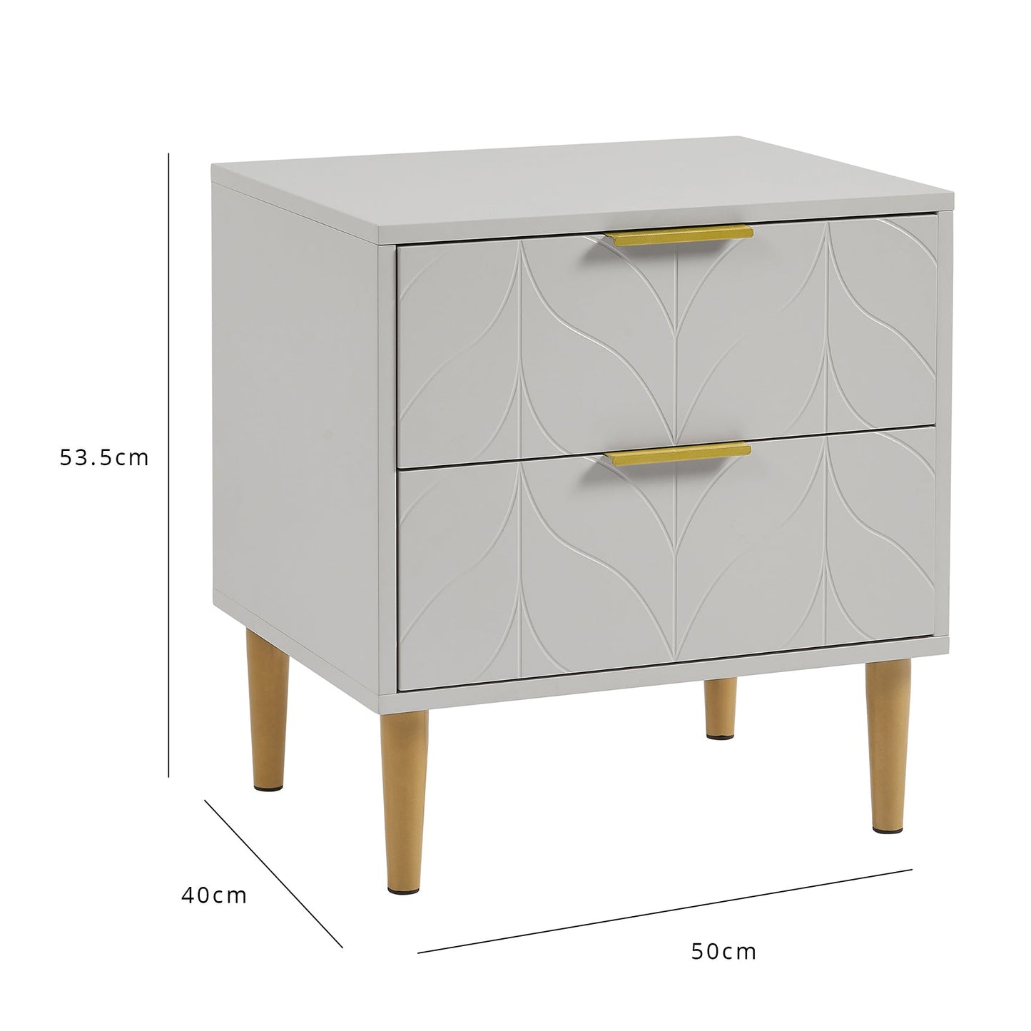 Gloria bedside tables - set of two - grey and brass effect - Laura James