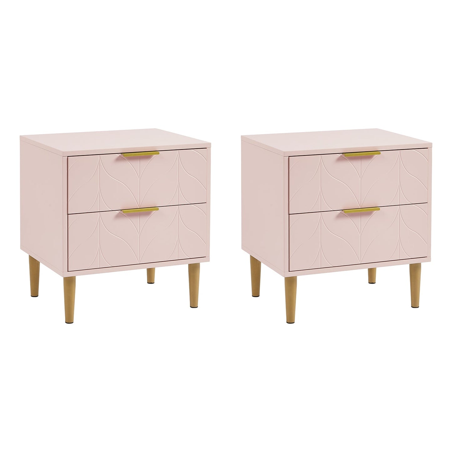 Gloria bedside tables - set of two - pale pink and brass effect - Laura James