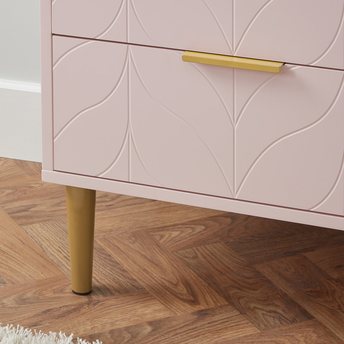Gloria bedside tables - set of two - pale pink and brass effect - Laura James