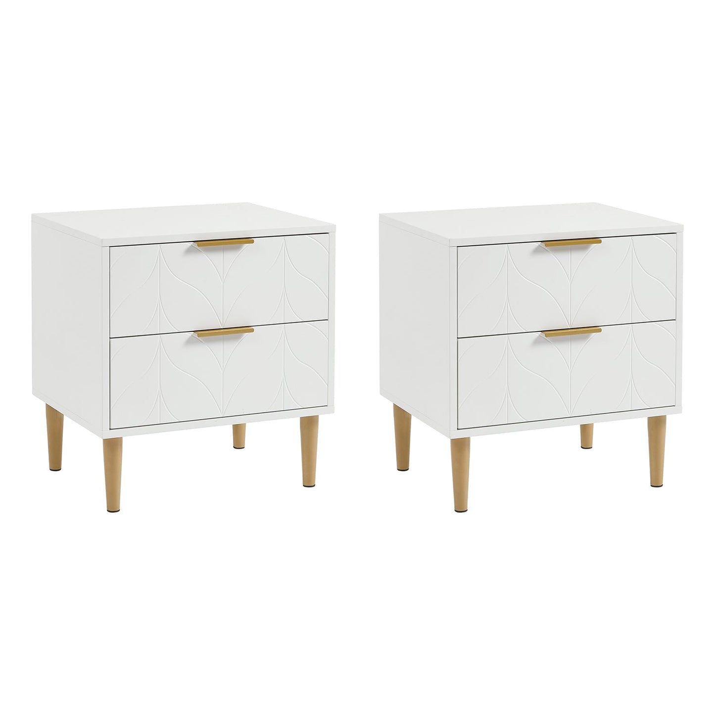Gloria bedside tables - set of two - white and brass effect - Laura James