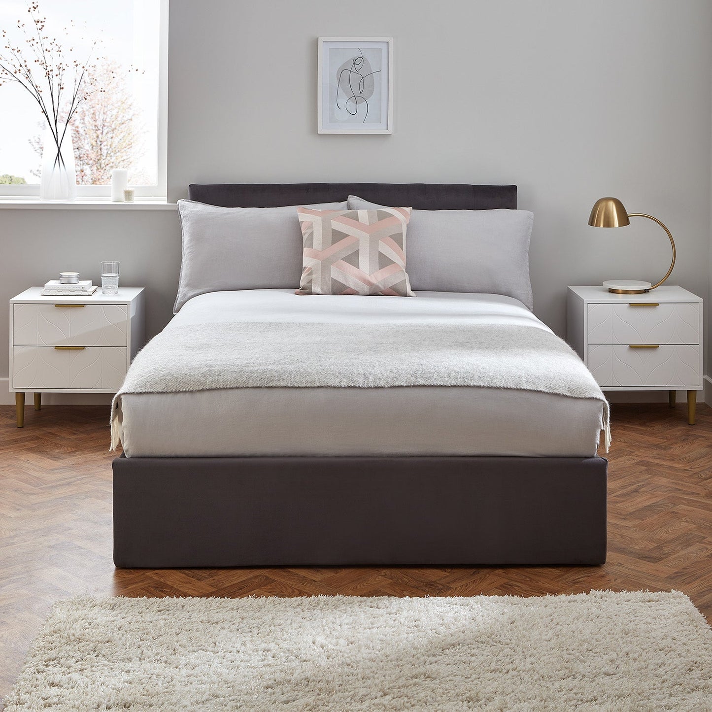 Gloria bedside tables - set of two - white and brass effect - Laura James