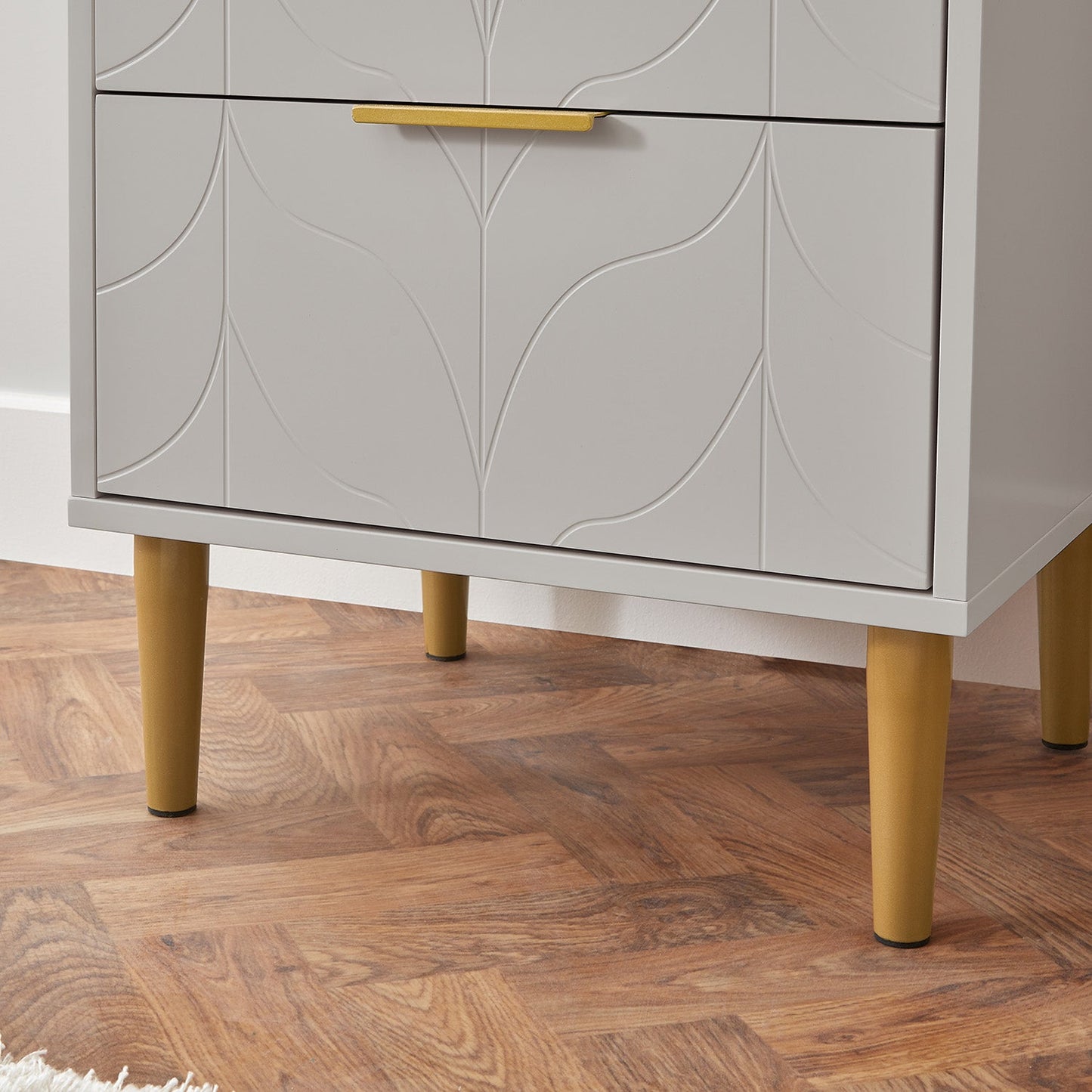 Gloria wardrobe and drawers set - 4 over 4 chest of drawers - grey