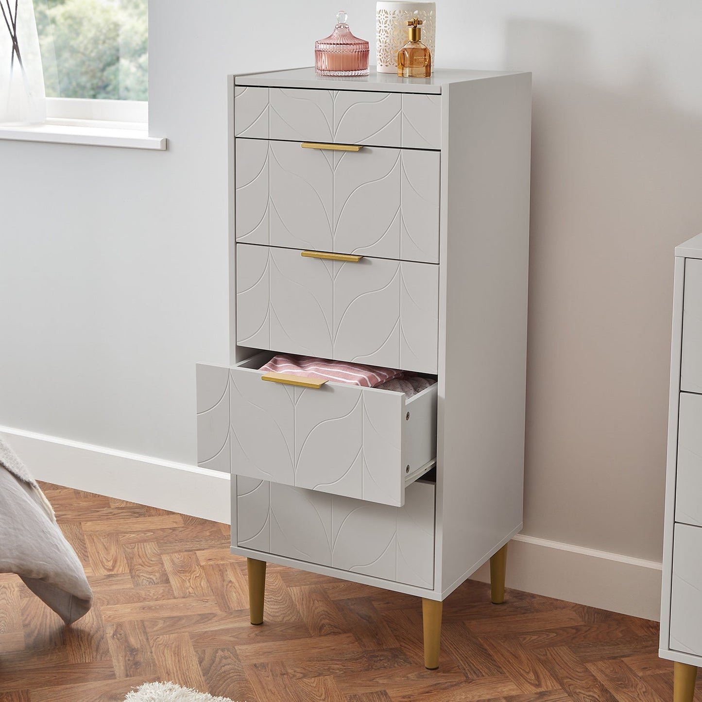 Gloria wardrobe and drawers set -3 drawer chest of drawers - grey - Laura James