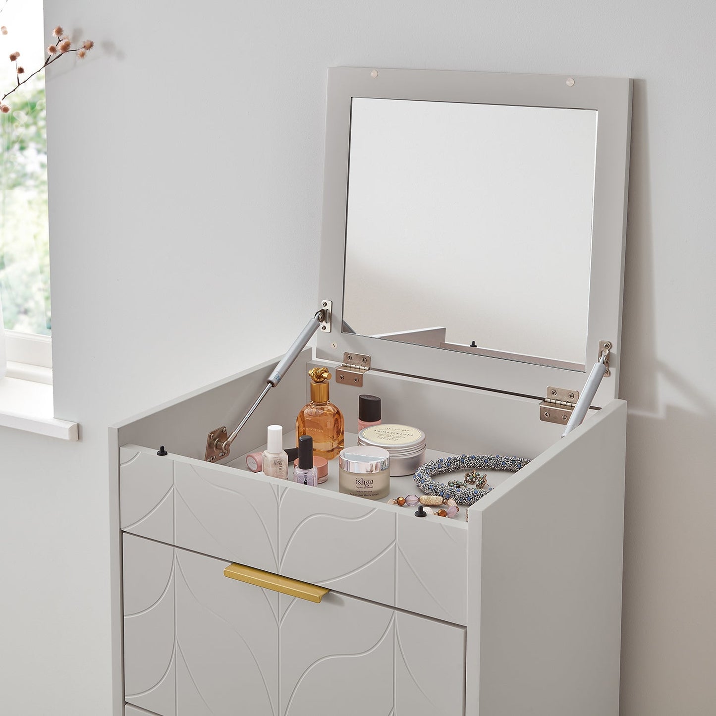 Gloria wardrobe and drawers set -3 drawer chest of drawers - grey - Laura James