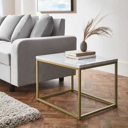 Jay side table - marble effect and gold