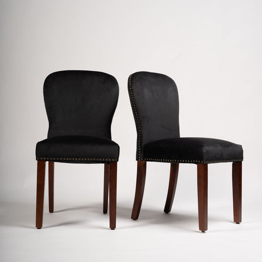Edward dining chairs - set of 2 - black and dark wood
