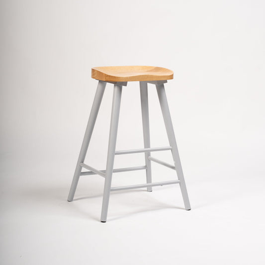 Silvester bar stool - grey frame with natural top