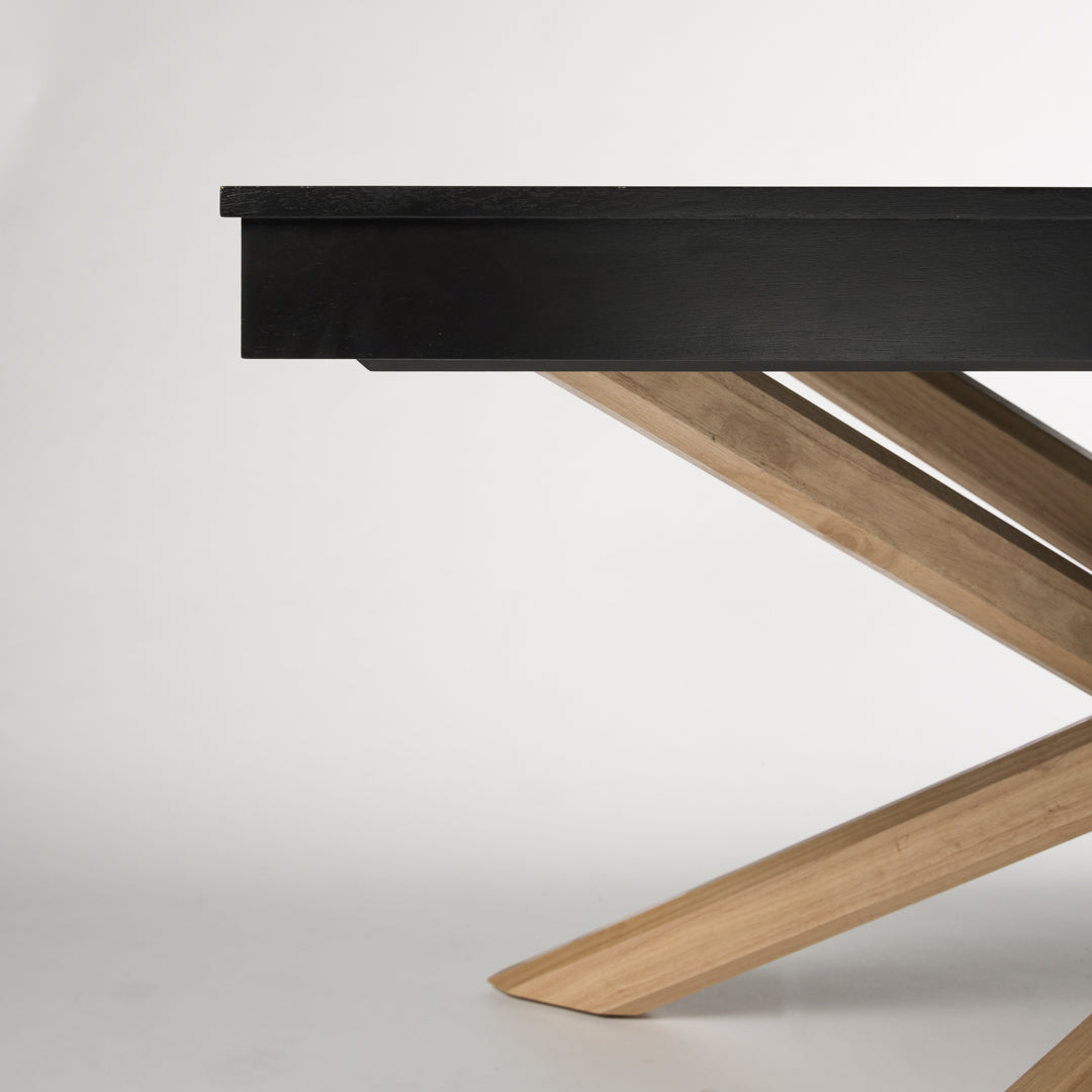 Amelia 8-10 seat extendable dining table - black top with oak legs