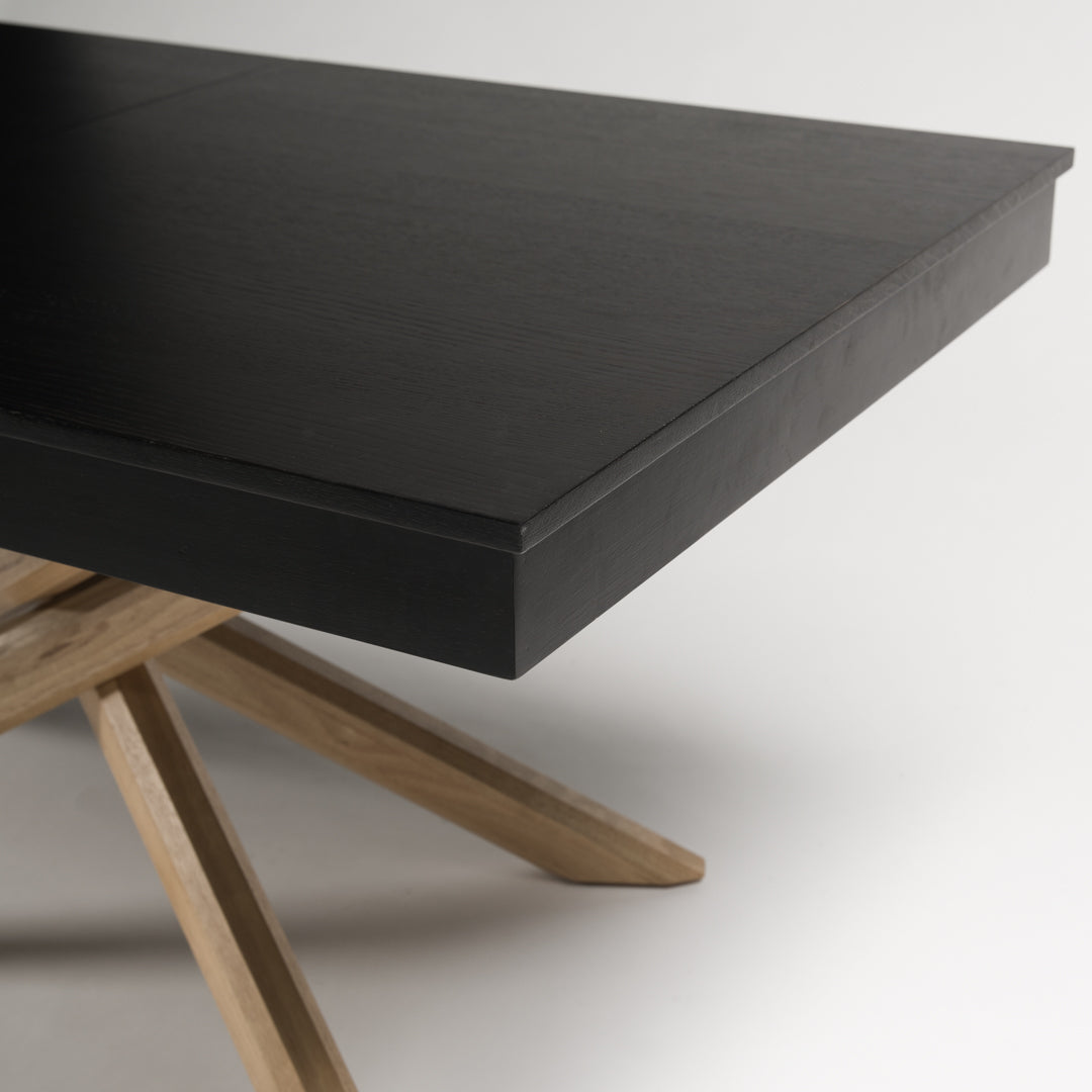 Amelia 8-10 seat extendable dining table - black top with oak legs