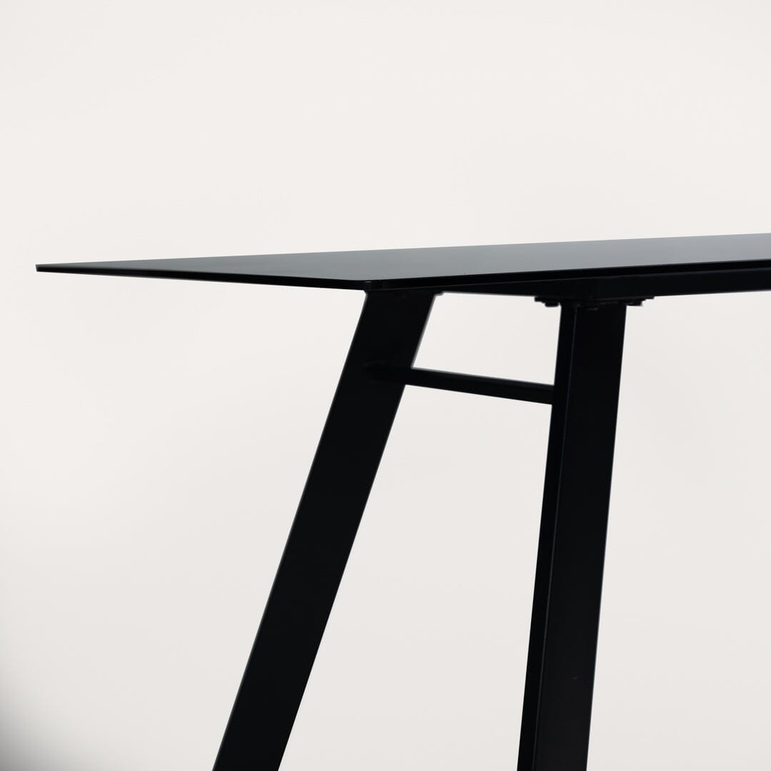 Atlas Smoked Glass dining table - with metal legs
