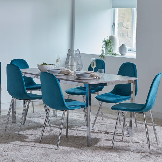 Ellis dining chairs - set of 2 - teal and chrome - Laura James