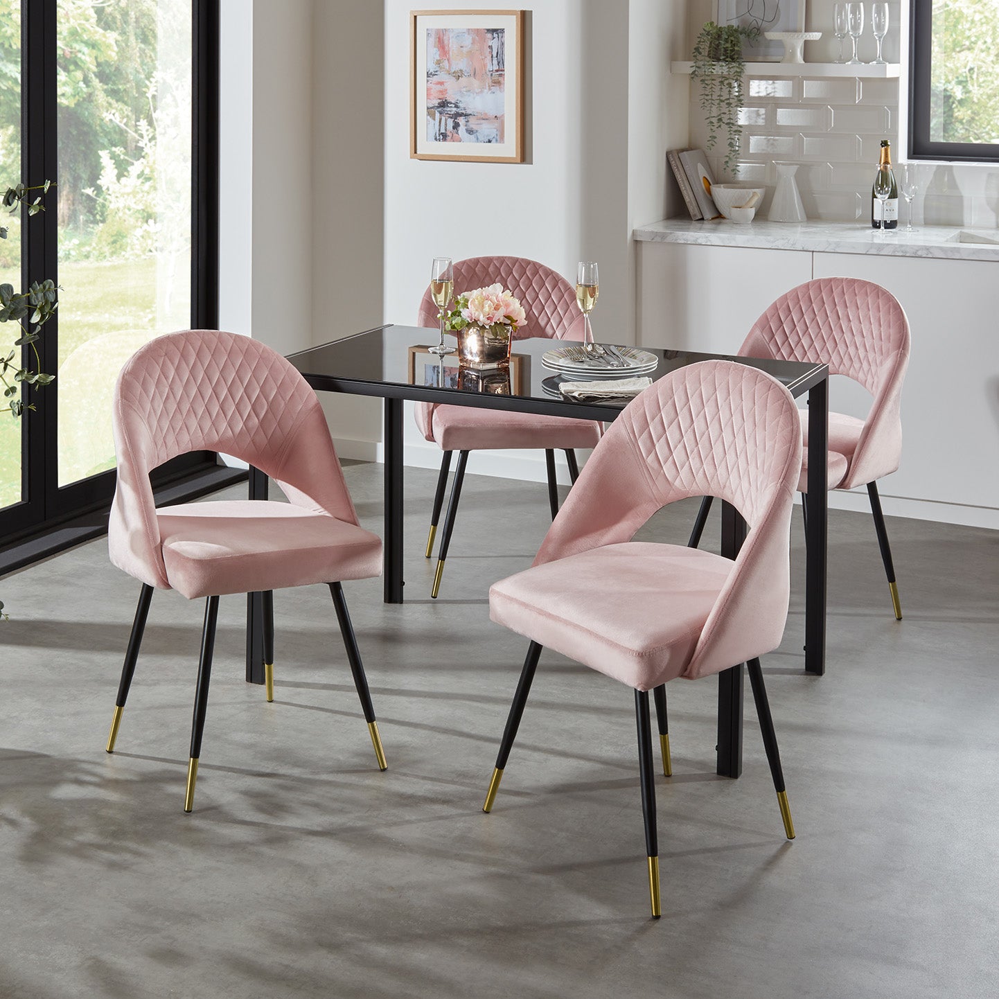 Marilyn dining chairs - set of 2 - pink velvet - Laura James