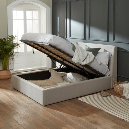 Otto King Size Ottoman Bed - Fossil Woolly Twill