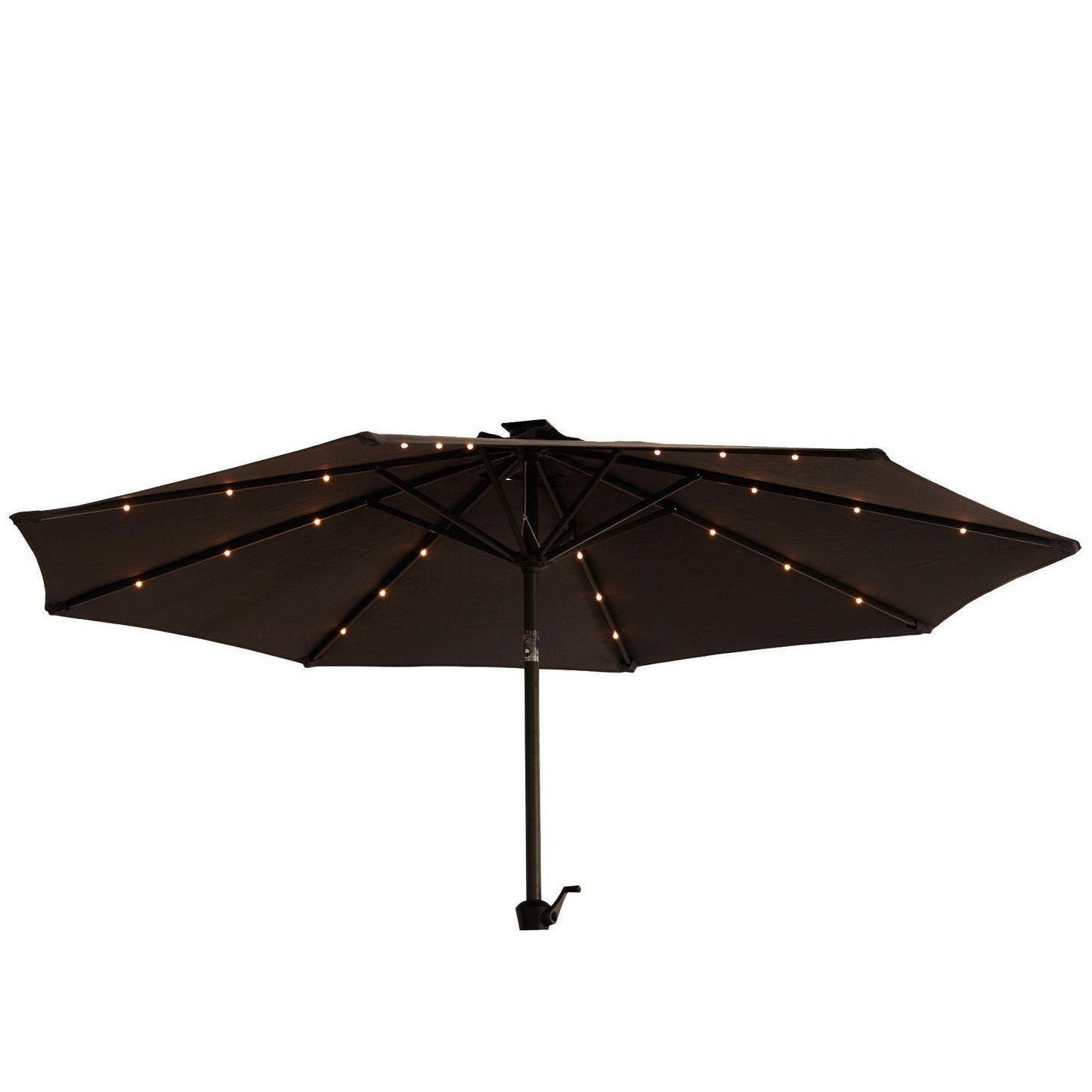 Kemble 6 Seater Rattan Round Dining Set with Grey LED Premium Parasol & Parasol Rain Cover - Grey