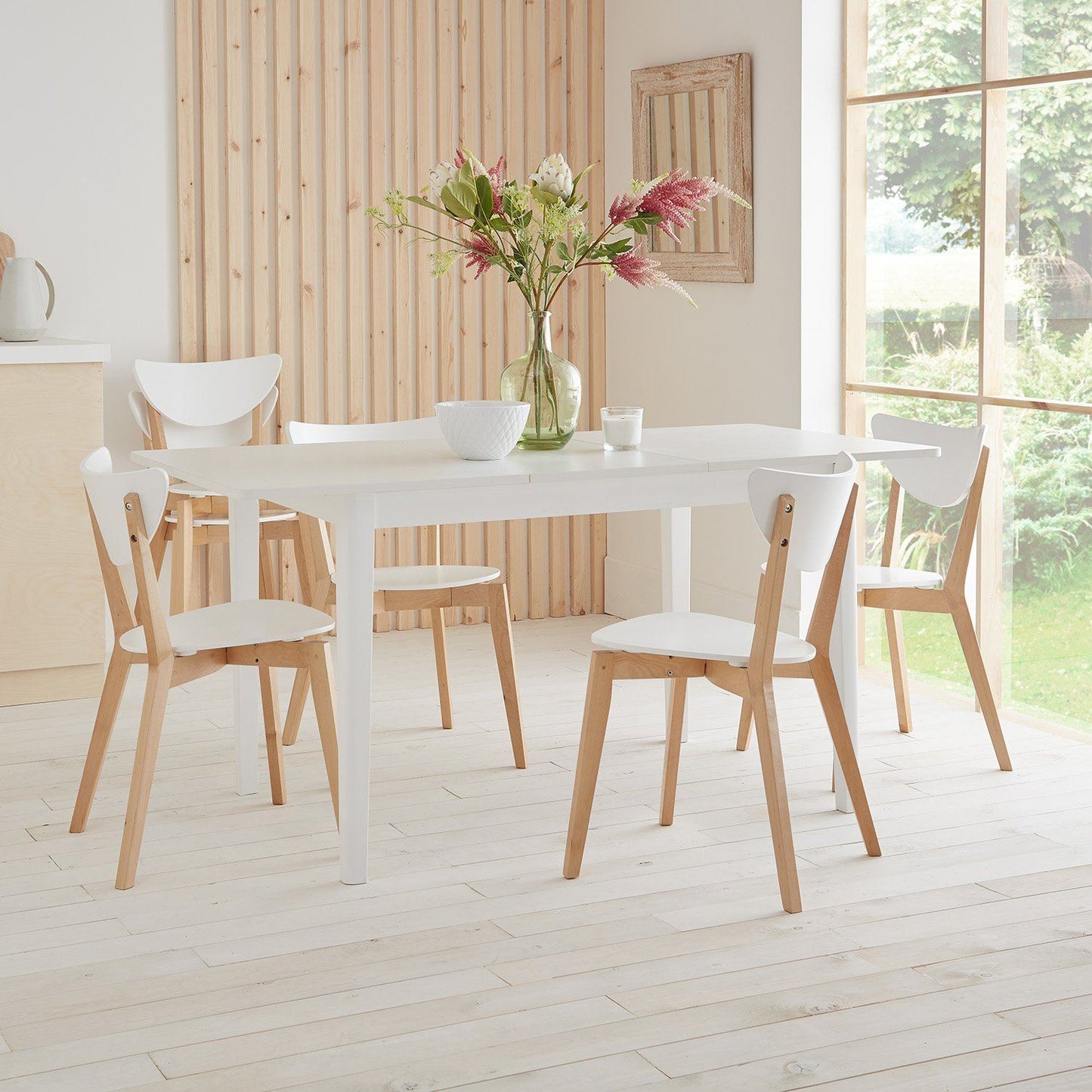 Paul extendable table with 6 chairs - large - white - Laura James