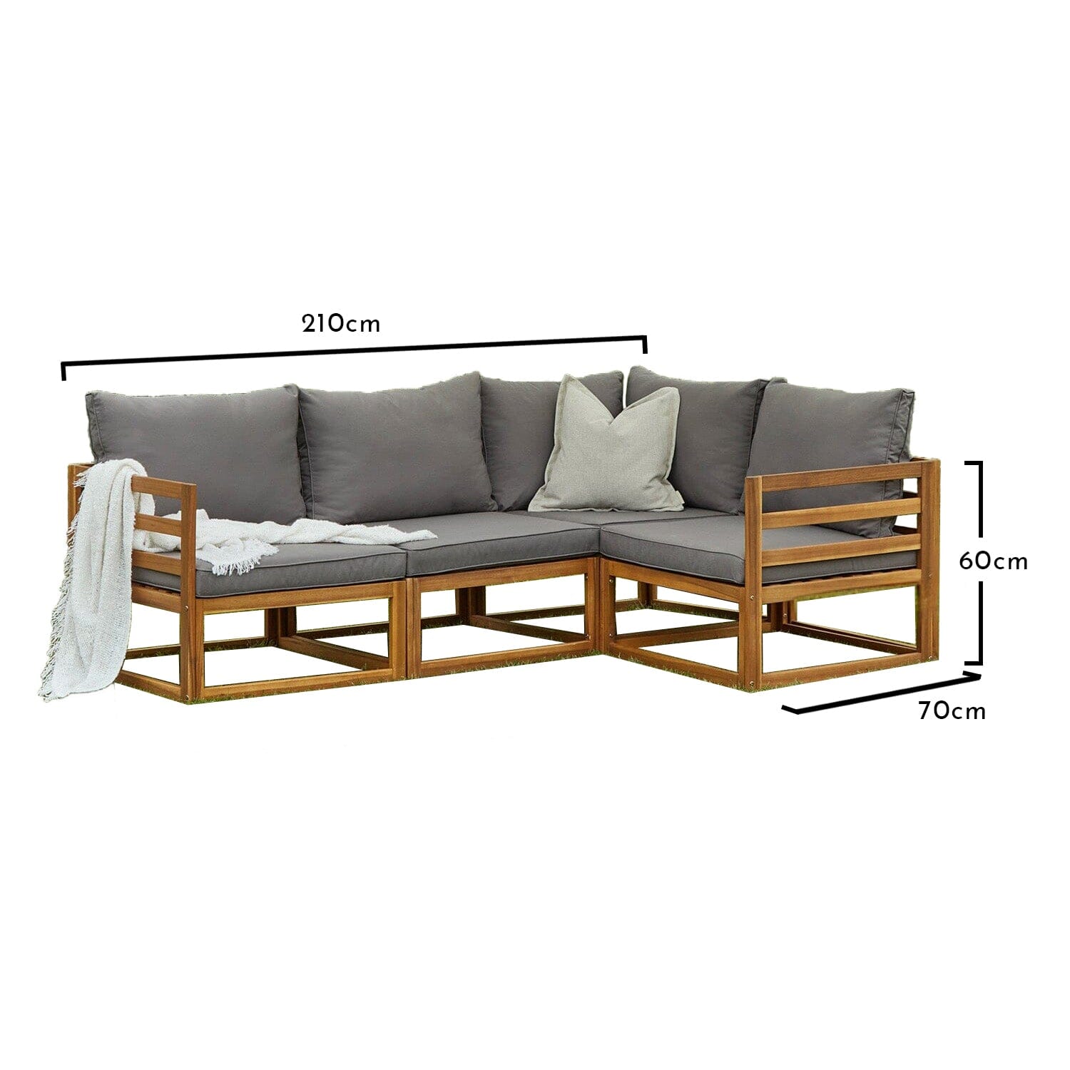 Rowan 4 Seater Wooden Corner sofa set - Laura James