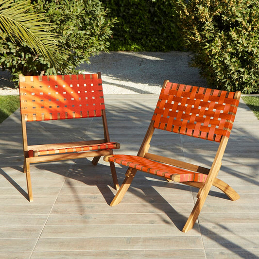 Kai Wooden Garden Folding Beach Chair Orange - Set of 2