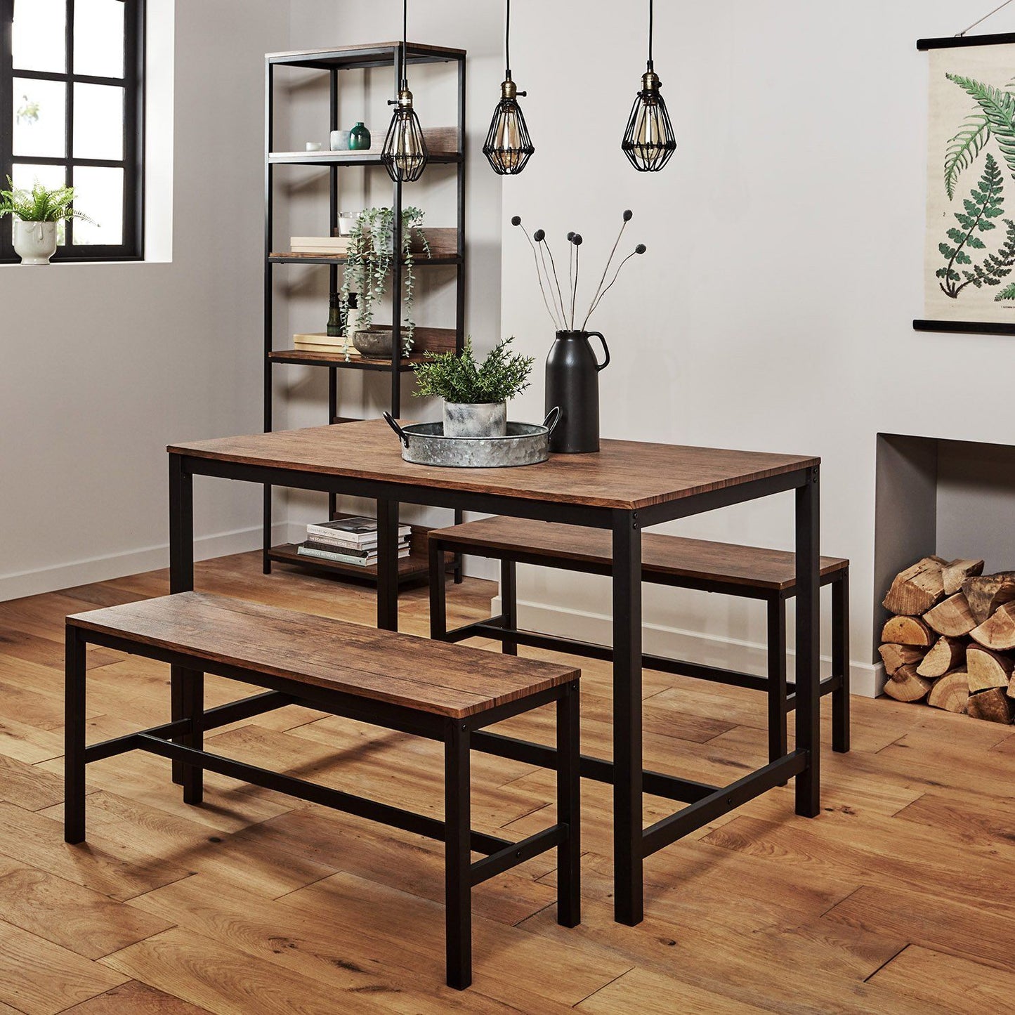 Sheffield dining table set – 4 seater – 2 dining benches - Laura James