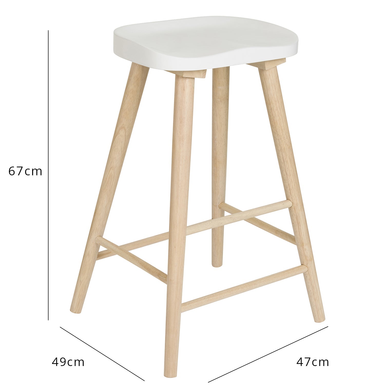 Silvester bar stool - whitewash frame with white top - Laura James