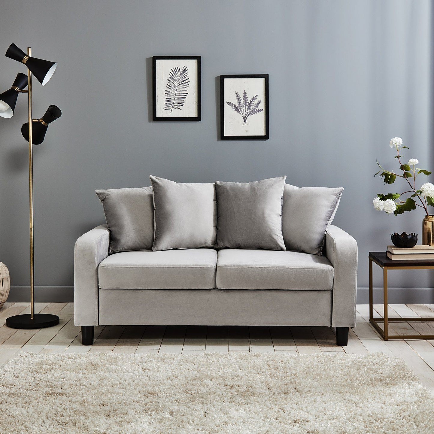 Tracy 2 seater sofa - grey velvet - Laura James