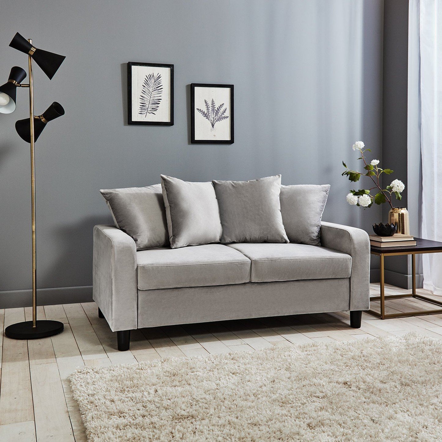 Tracy 2 seater sofa - grey velvet - Laura James