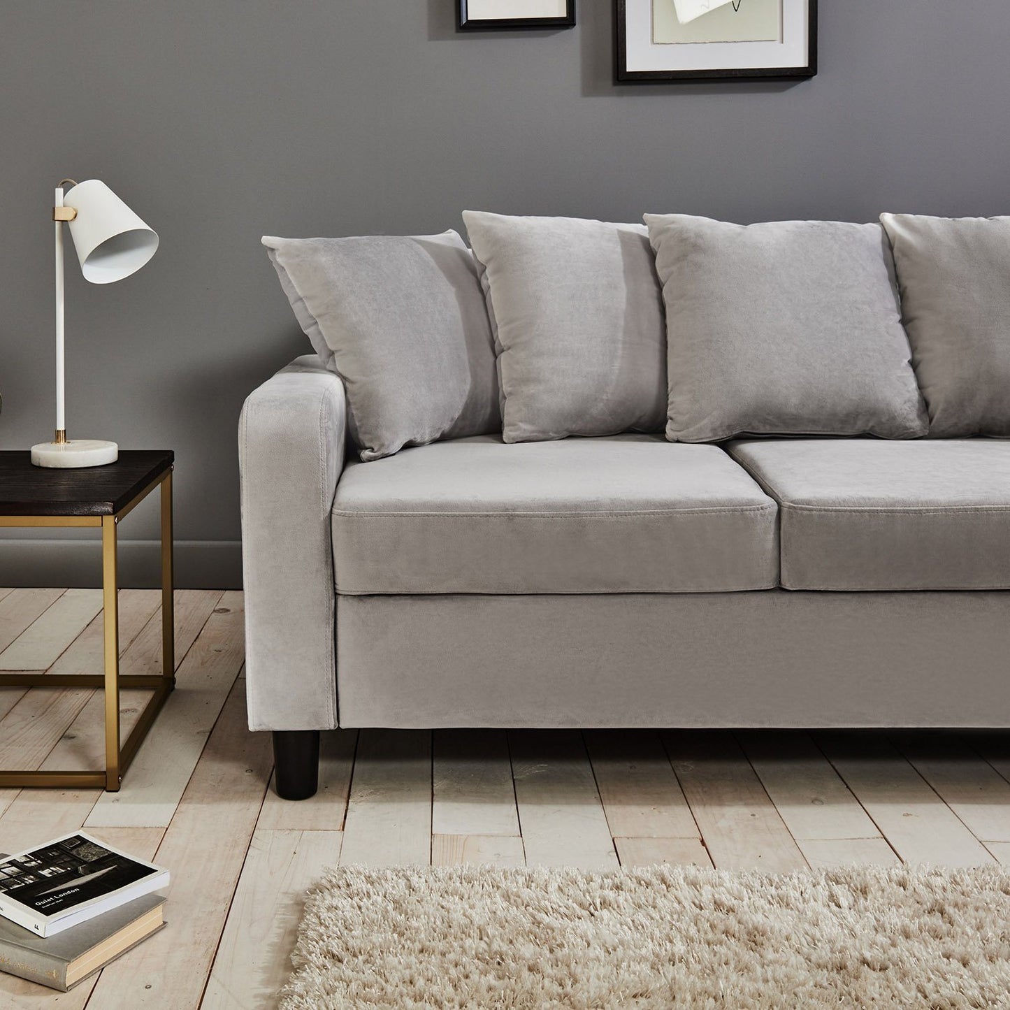 Tracy 3 seater sofa - grey velvet - Laura James