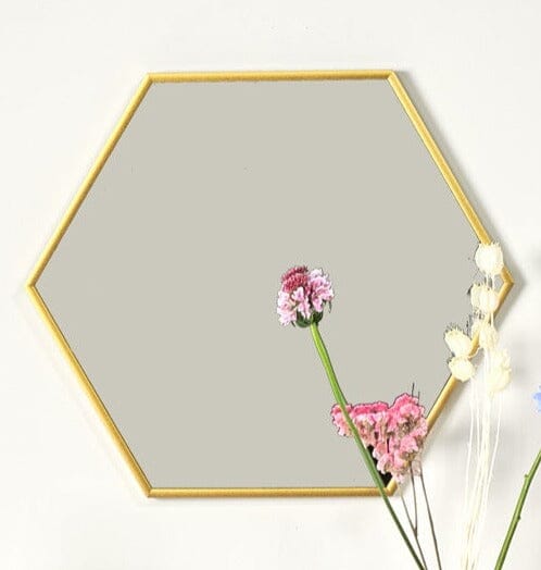 Kirton 50x43cm Metal Hexagon Mirror - Gold