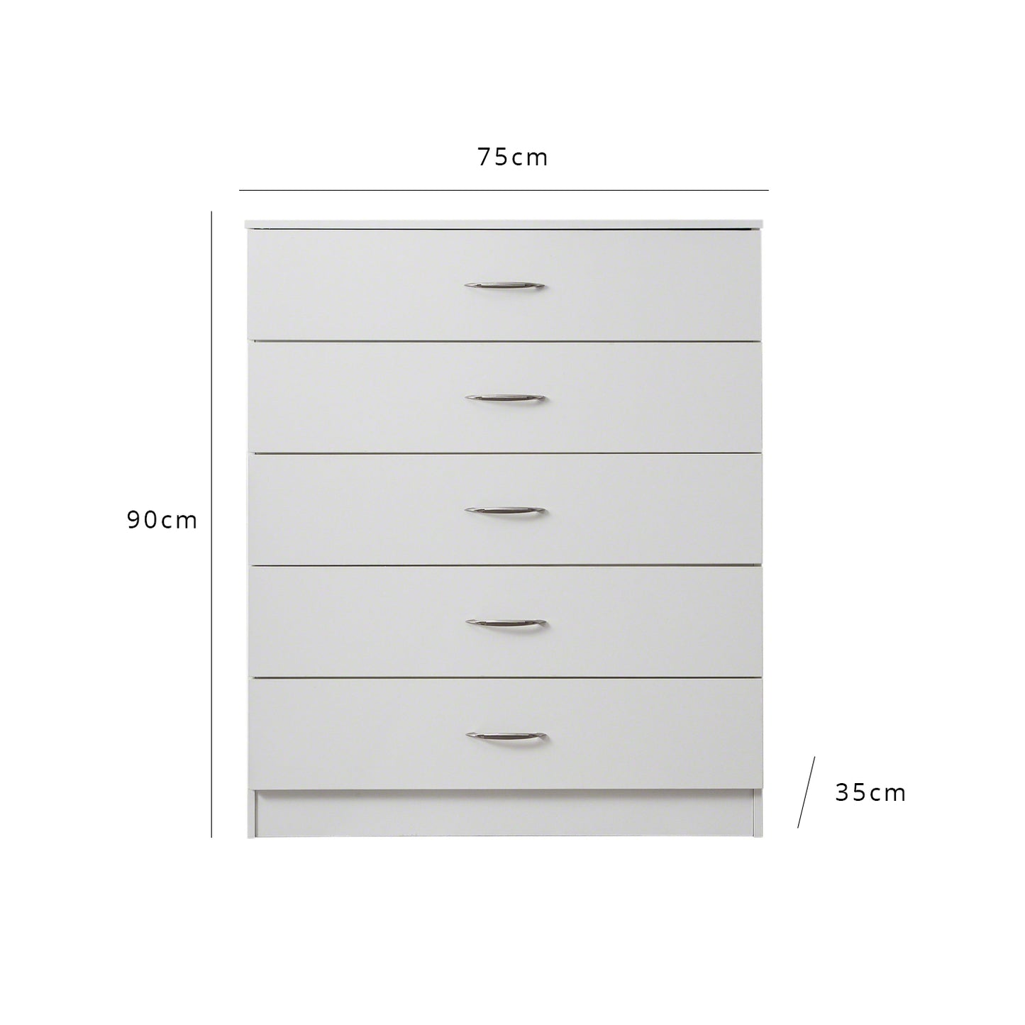 White tall chest of 5 drawers