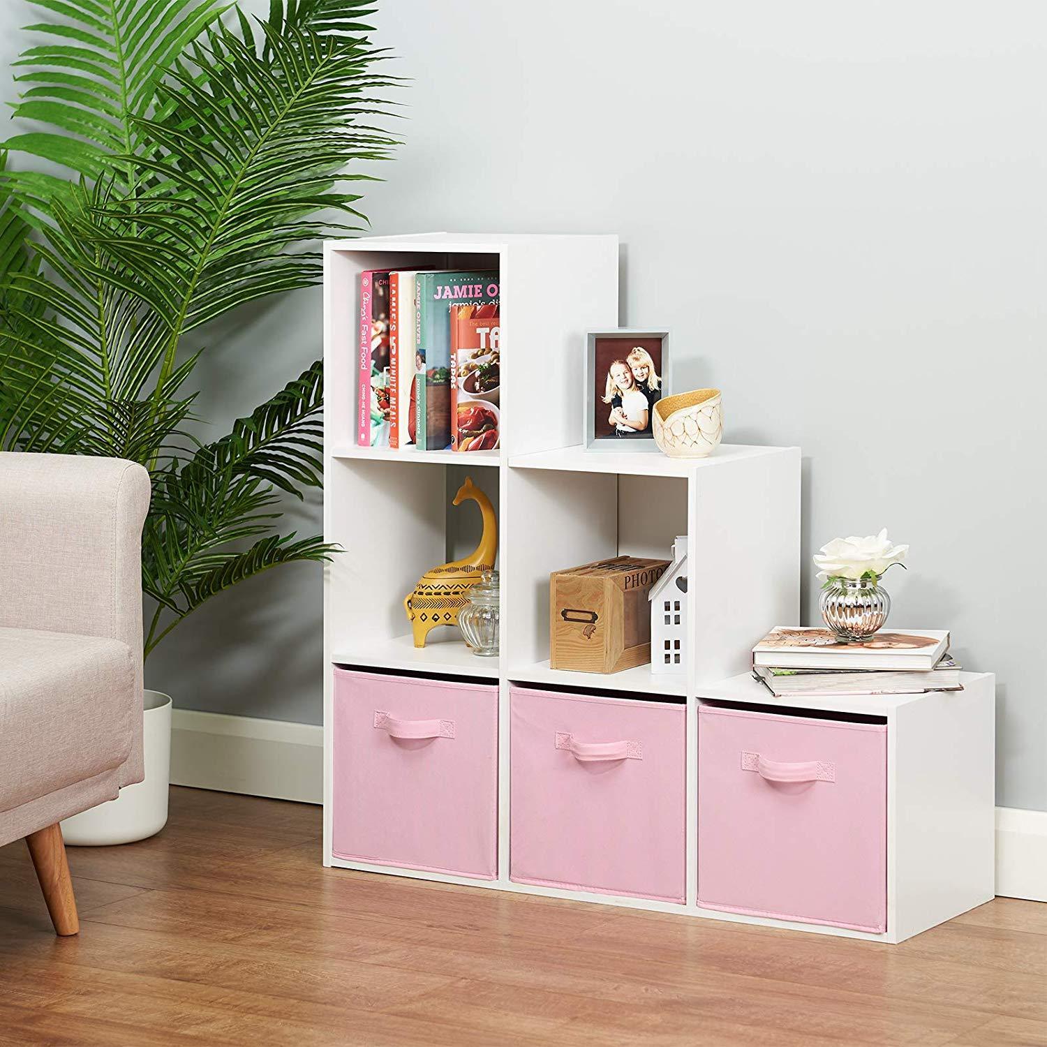 6 Cube Bookcase Ladder Storage Unit / White - Laura James