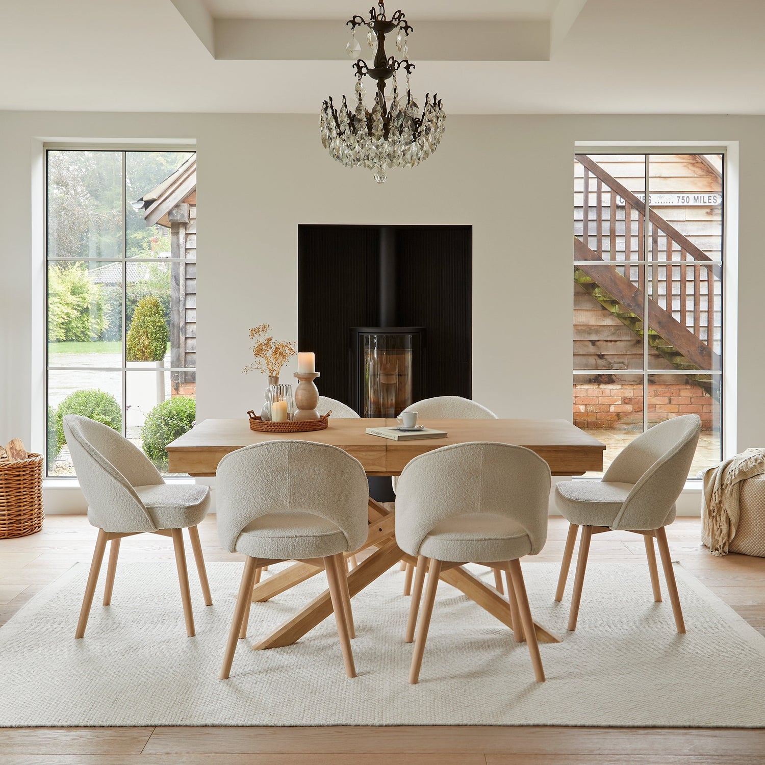 Charlie Natural Wood Effect dining table - drop leaf - Laura James