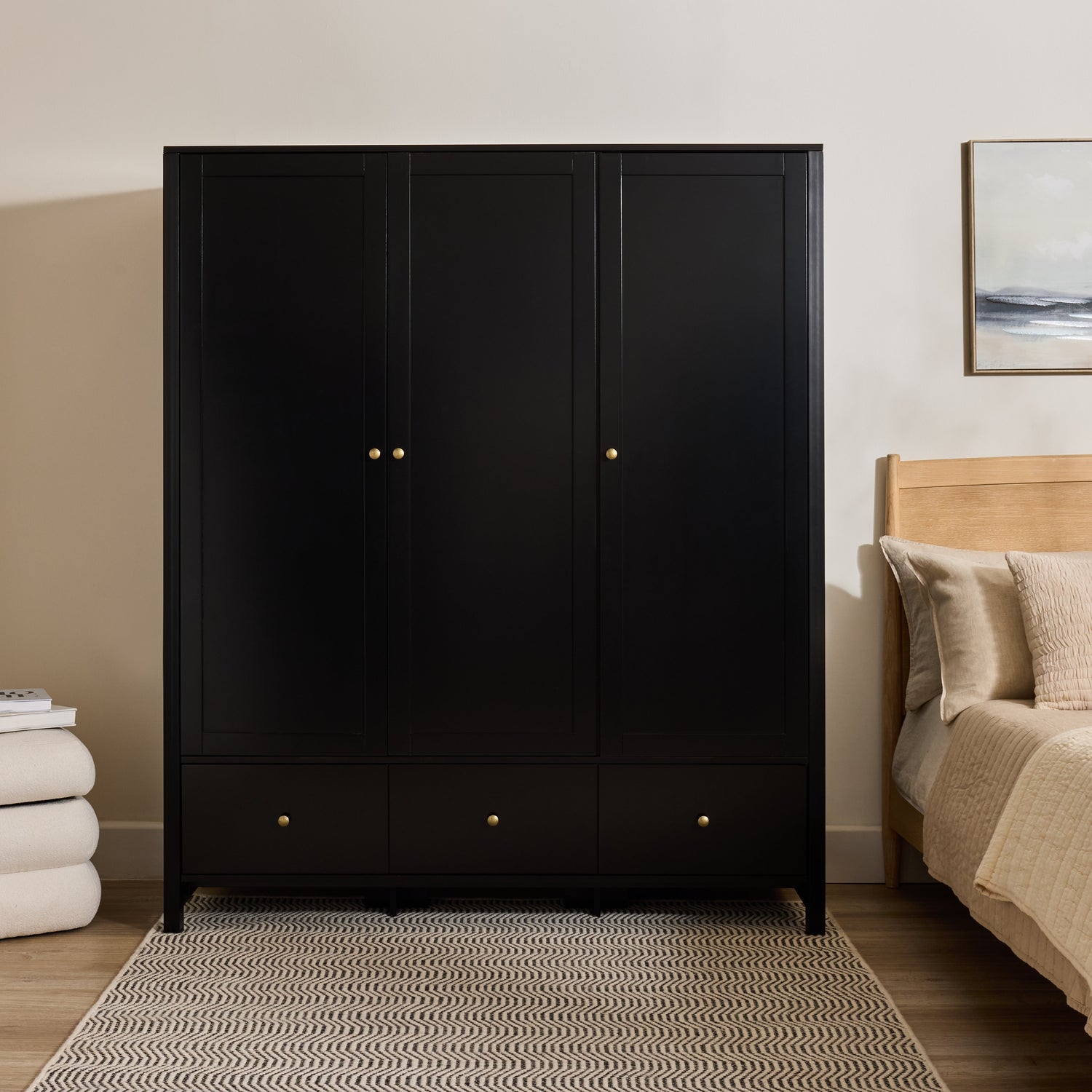 Bampton Triple Wardrobe - 3 Doors - 2 Drawers in Stone Grey