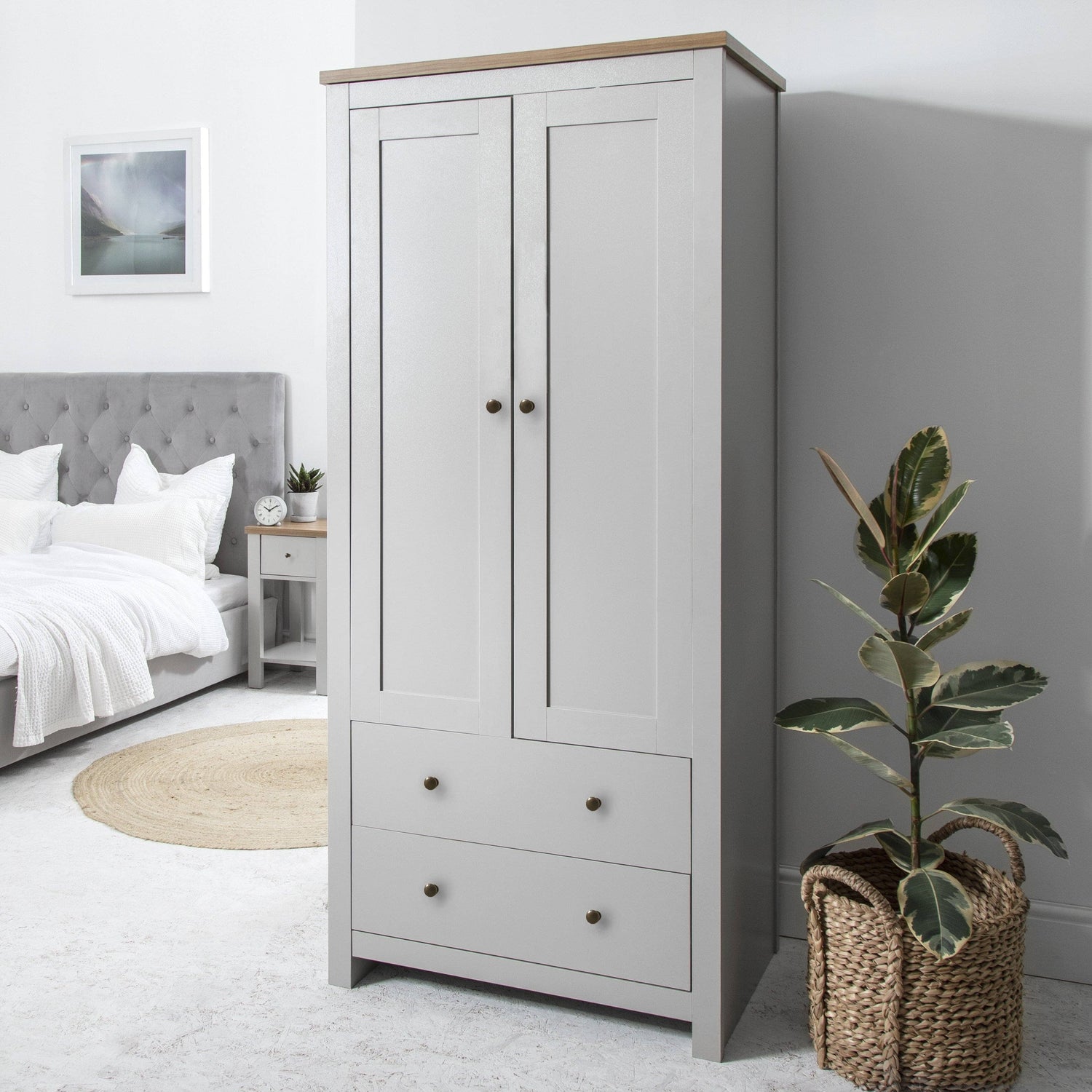 Bampton 2 Door Wardrobe in Stone Grey