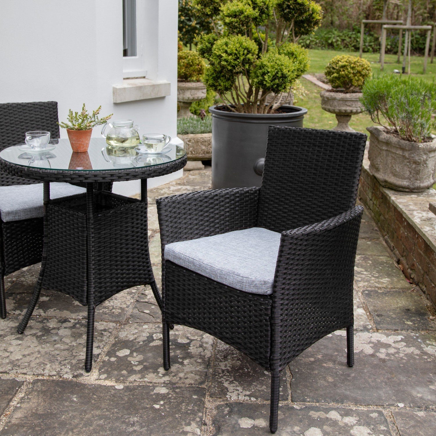 Kemble rattan dining chair - set of 2 - black - Laura James