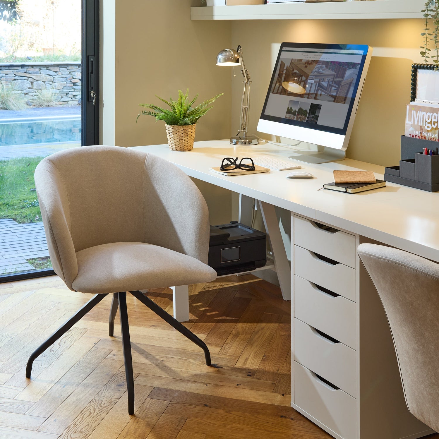 Sheffield office chair – tan – faux leather - Laura James