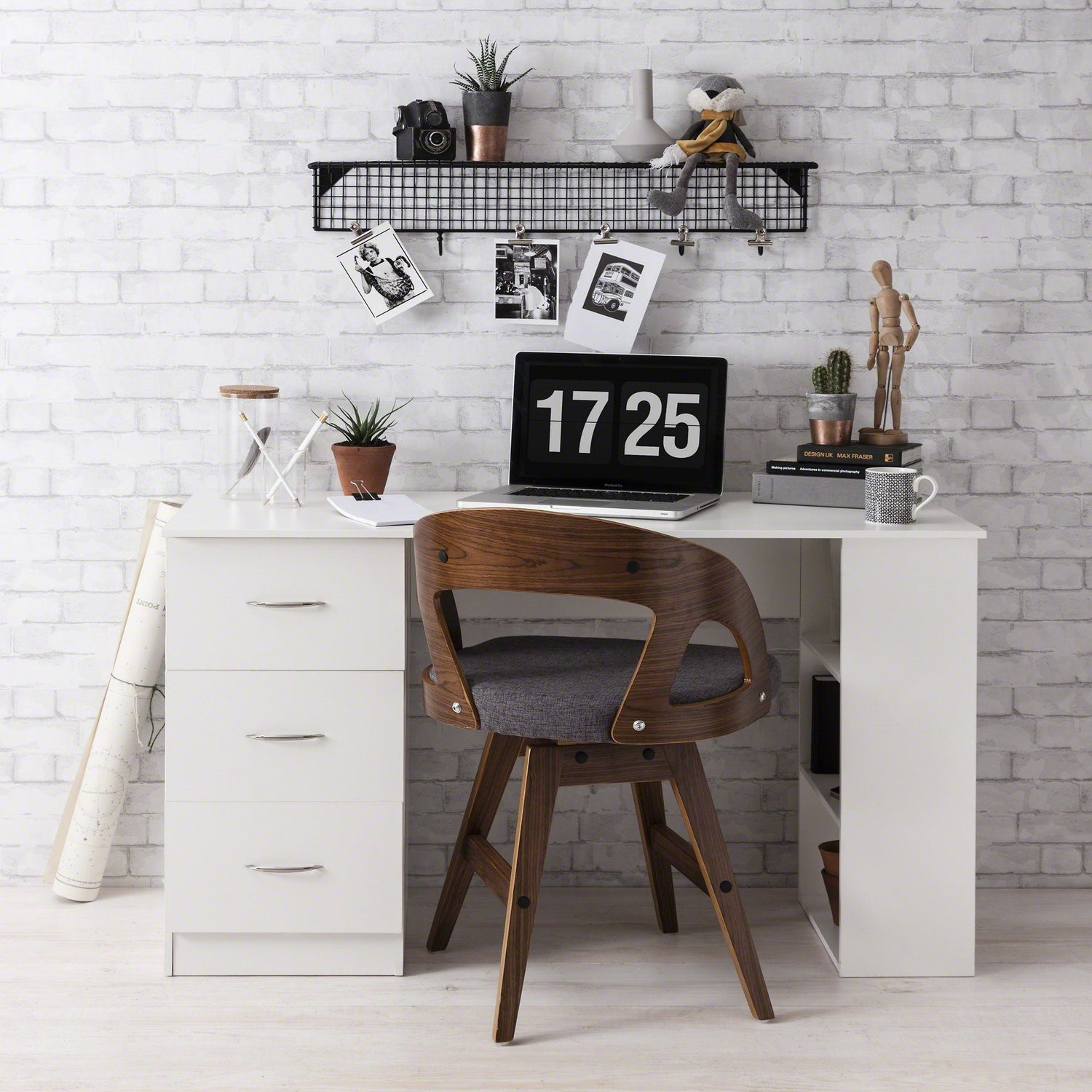 Essie white desk with drawers