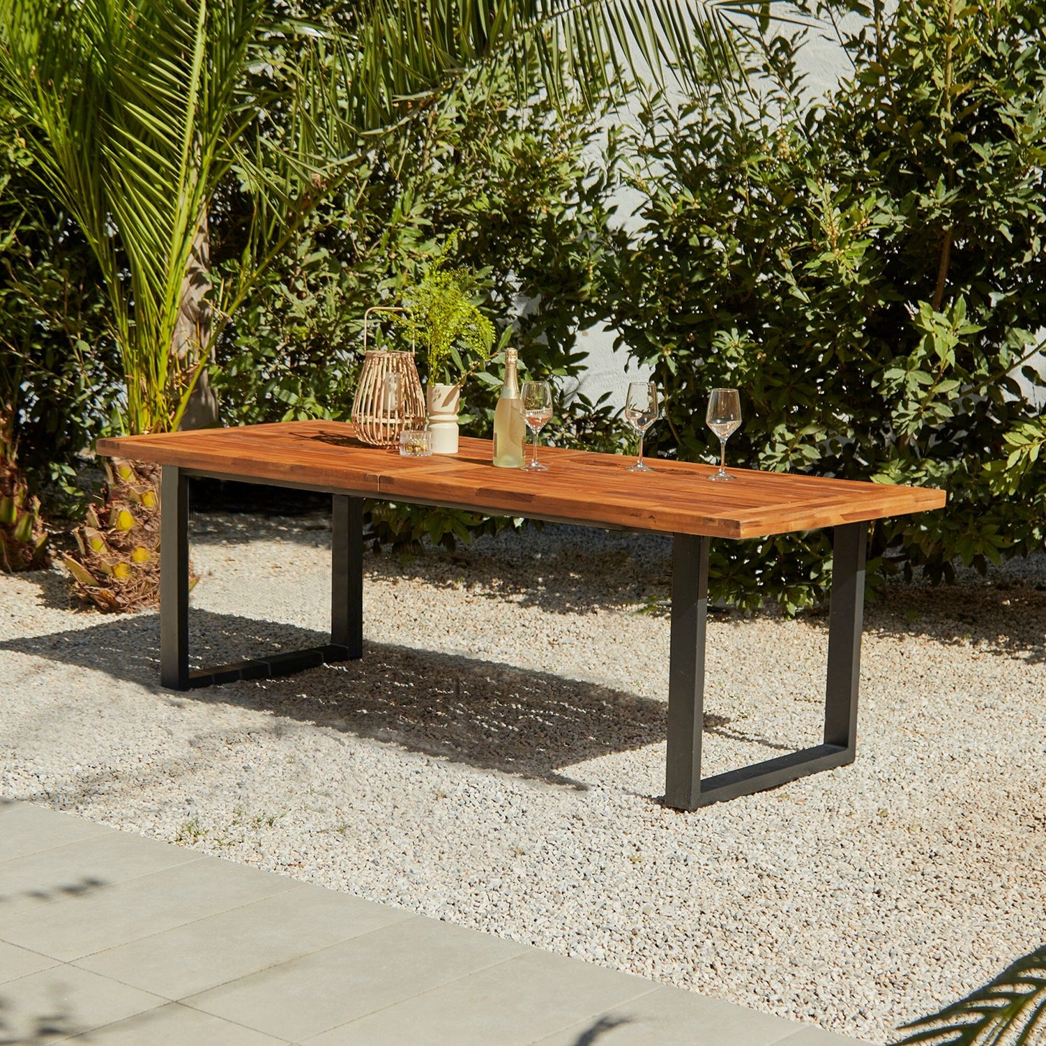 Hali 8 Seater Steel Acacia Top Dining Table 235cm - Laura James