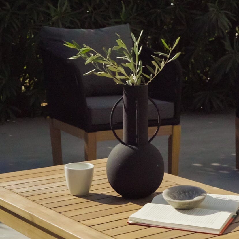 Eaden Rope Garden Conversation Set with Cream Lean Over Parasol - Black