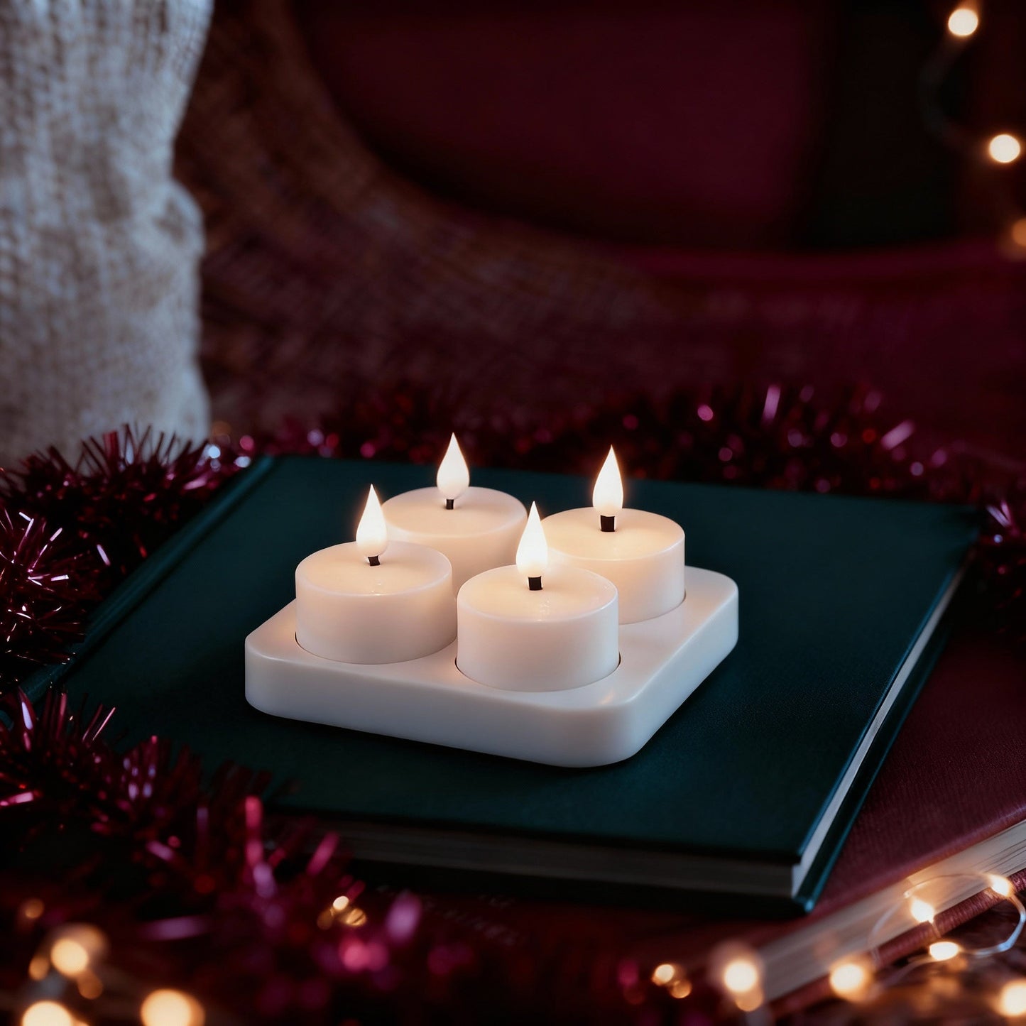 Samsta Warm White Rechargable Tea Lights - Set of 4 - Laura James 