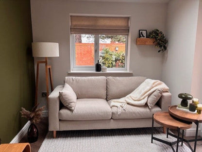 Emily 3 Seater Sofa - Sand with Pale Oak Legs