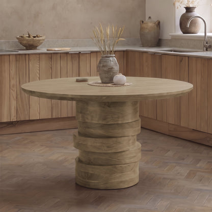 Adam 135cm Almond Brown Round Dining Table - Laura James 
