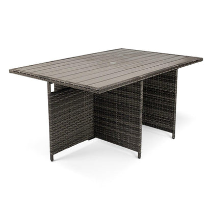 10 Seater Rattan Cube Outdoor Dining Set - Grey Weave Polywood Top