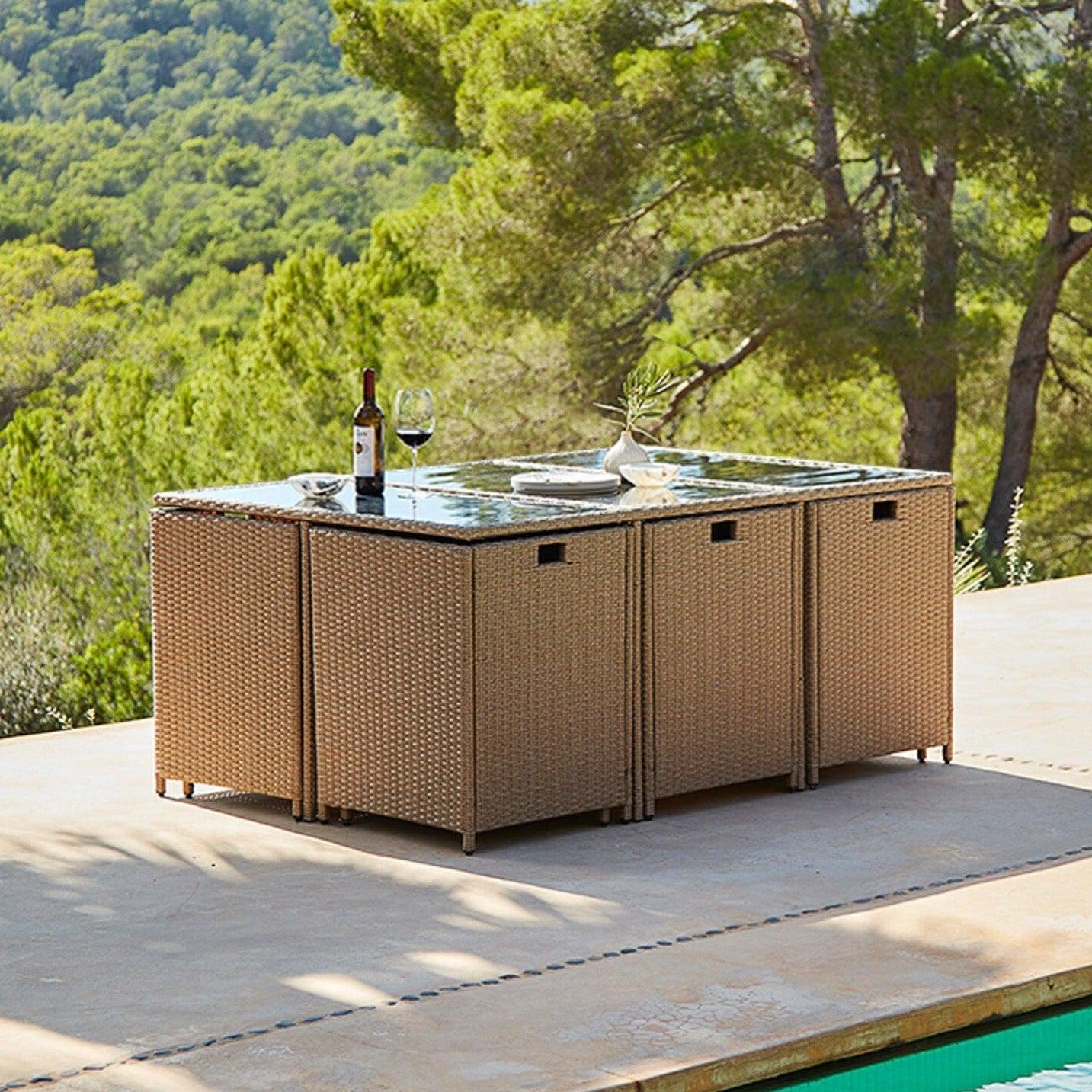 10 Seater Rattan Cube set - Natural Brown - Laura James