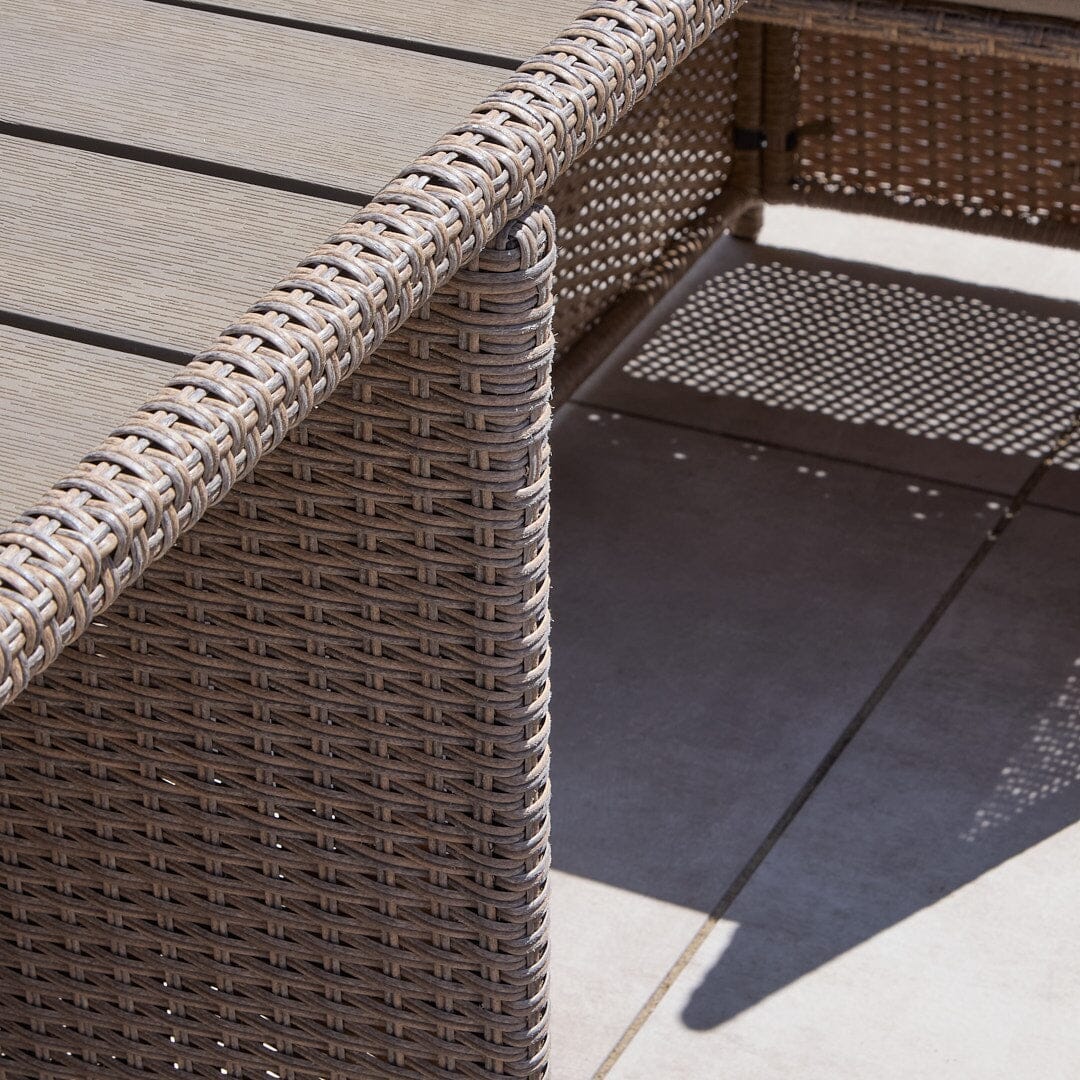 10 Seater Rattan Cube Outdoor Dining Set - Brown Weave Polywood Top - Laura James