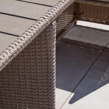 10 Seater Rattan Cube Outdoor Dining Set - Brown Weave Polywood Top - Laura James